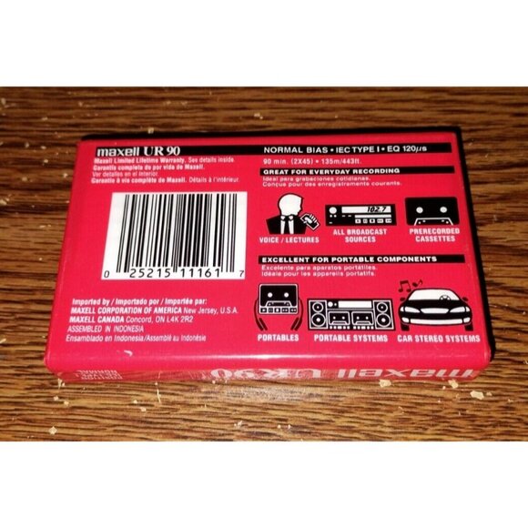 Maxell Audio Cassette - UR 90 Cassette New in Package (unopened) - Picture 2 of 2